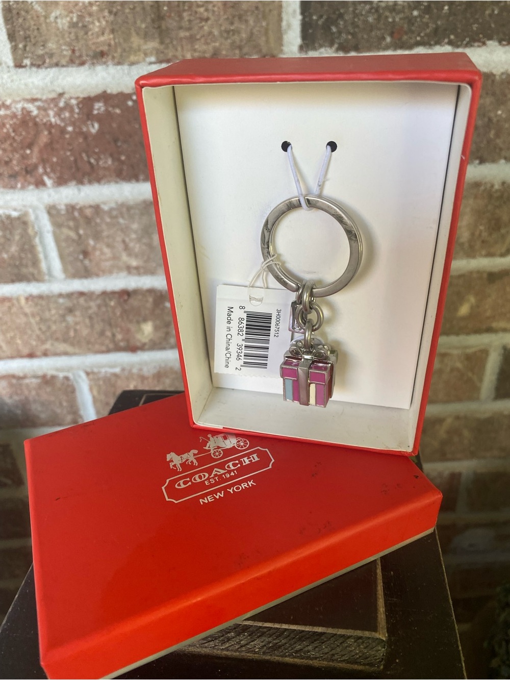 Coach Legacy Stripe Present Key Fob Keyring